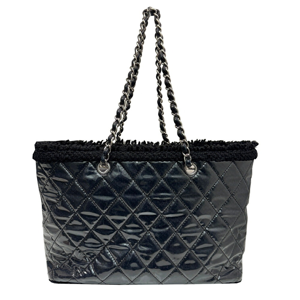 Chanel Toilette Coco Shoulder Vernis Bag Mark Tweed Double Chain Patent Black